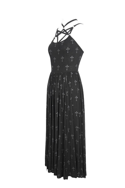 Strappy Split Dark Gothic Dress for Women - Punk Style