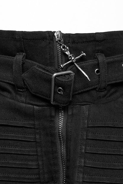Men's Black Punk Cape, Sleeveless with Rivets and Zipper