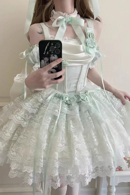 Mint Angel Sweetheart Multi-Layer Lace Ballet Princess Lolita Gown