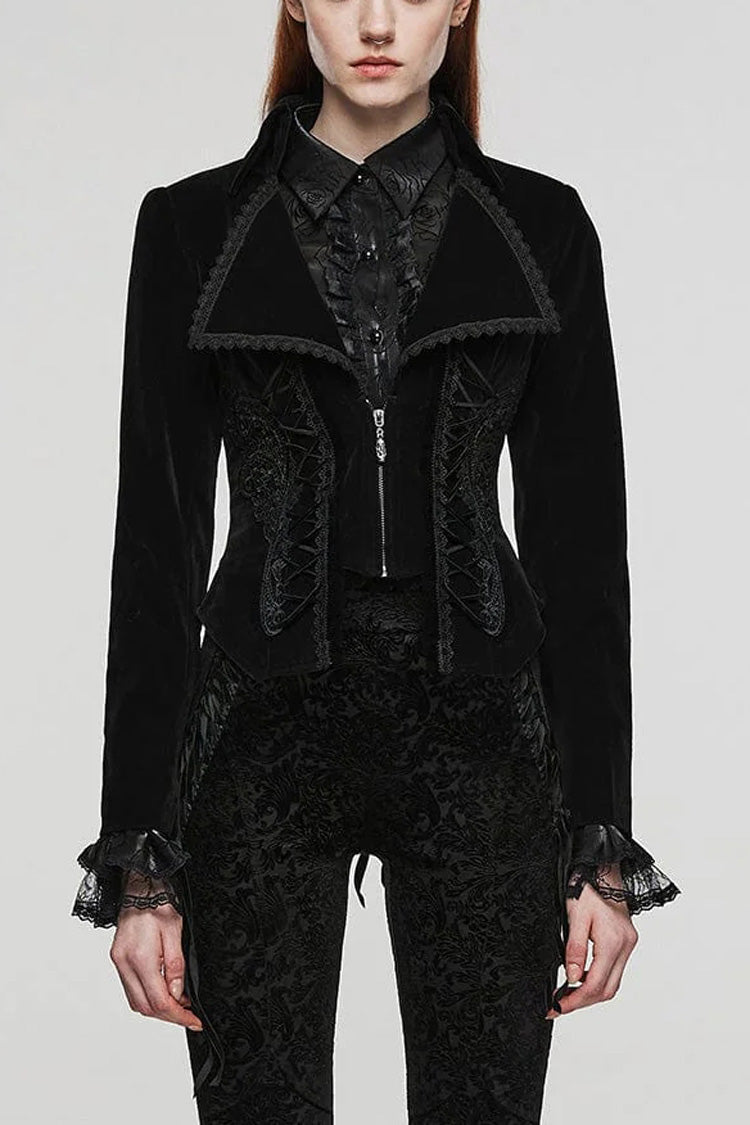Slim Notch-Lapel Long-Sleeve Tuxedo Jacket for Women in Two Hues - GothicEdge