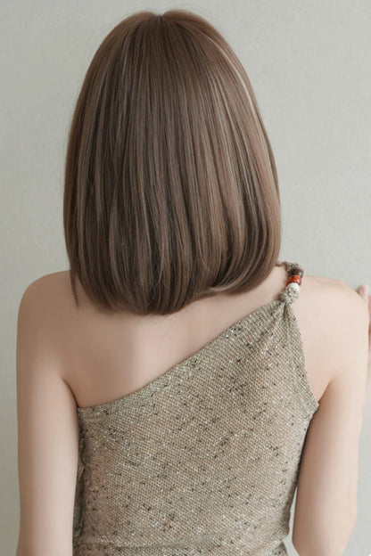 Fluffy Age-Reducing Clavicle Bob Lolita Wig with Highlights - Brown Beige