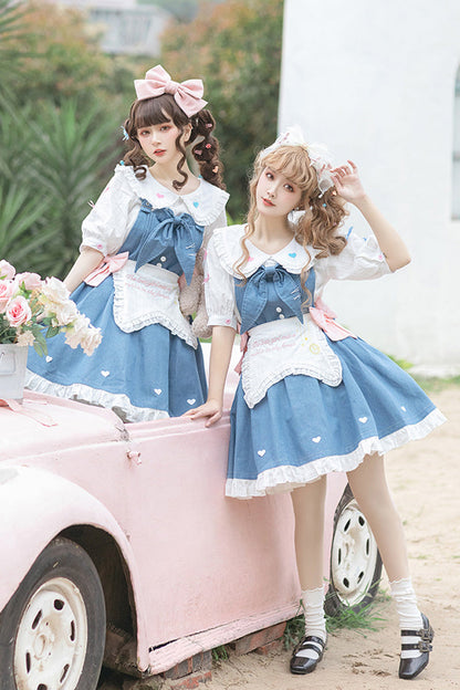 Azure Cowboys Are Busy Ruffle Bow Sweet Lolita Strap Gown