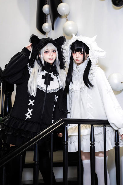 Zippered Sweet Lolita Sweatshirt - Ruffled Handsome Coat