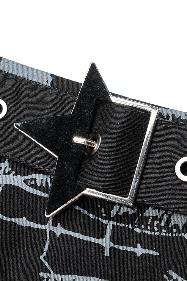 Detachable Skull Print Gothic Skirt