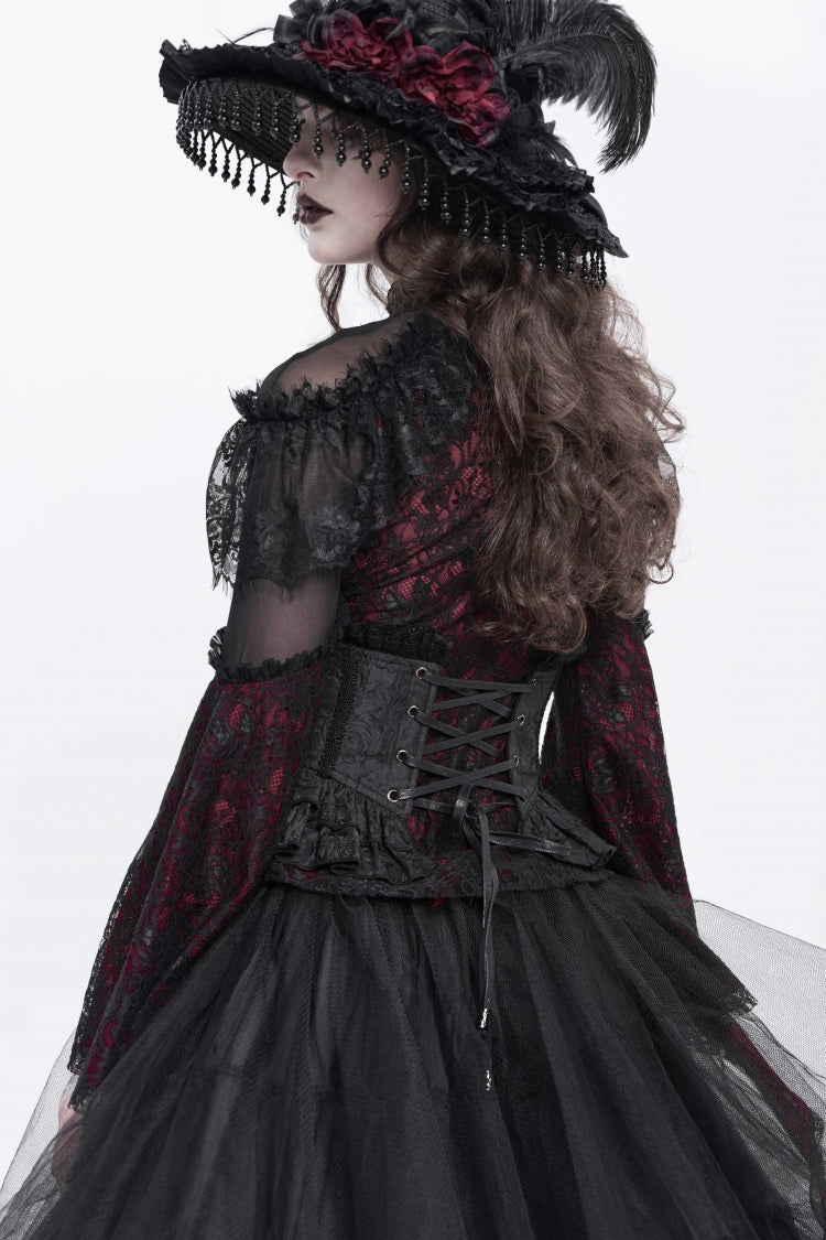 Slim Zippered Gothic Palace Corset with Lace-Up Front