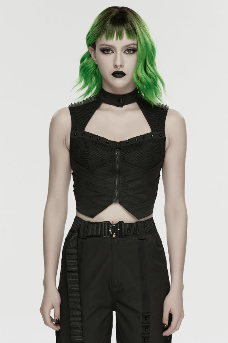 No-Sleeve Studded Mechanical Punk Tank