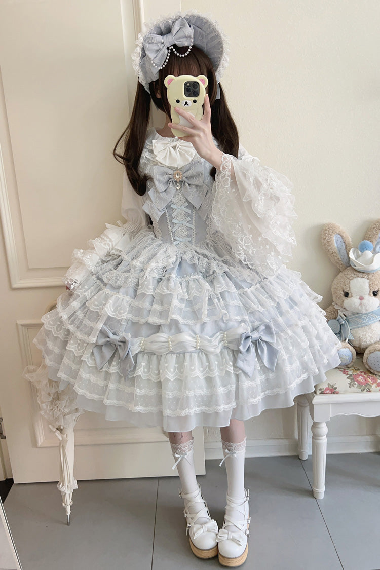 Azure Dream Prologue Doll Multi-Tiered Bowknot Lace Sweet Princess Lolita Gown