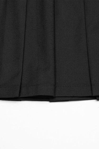 Punk Pleated Skirt with Skull Buckle Detail