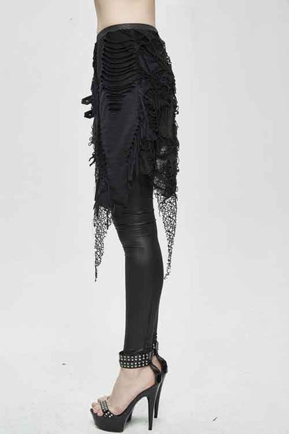 Women's Pants and Sexy Leggings with Ripped Skirt Faux Two-Piece Look