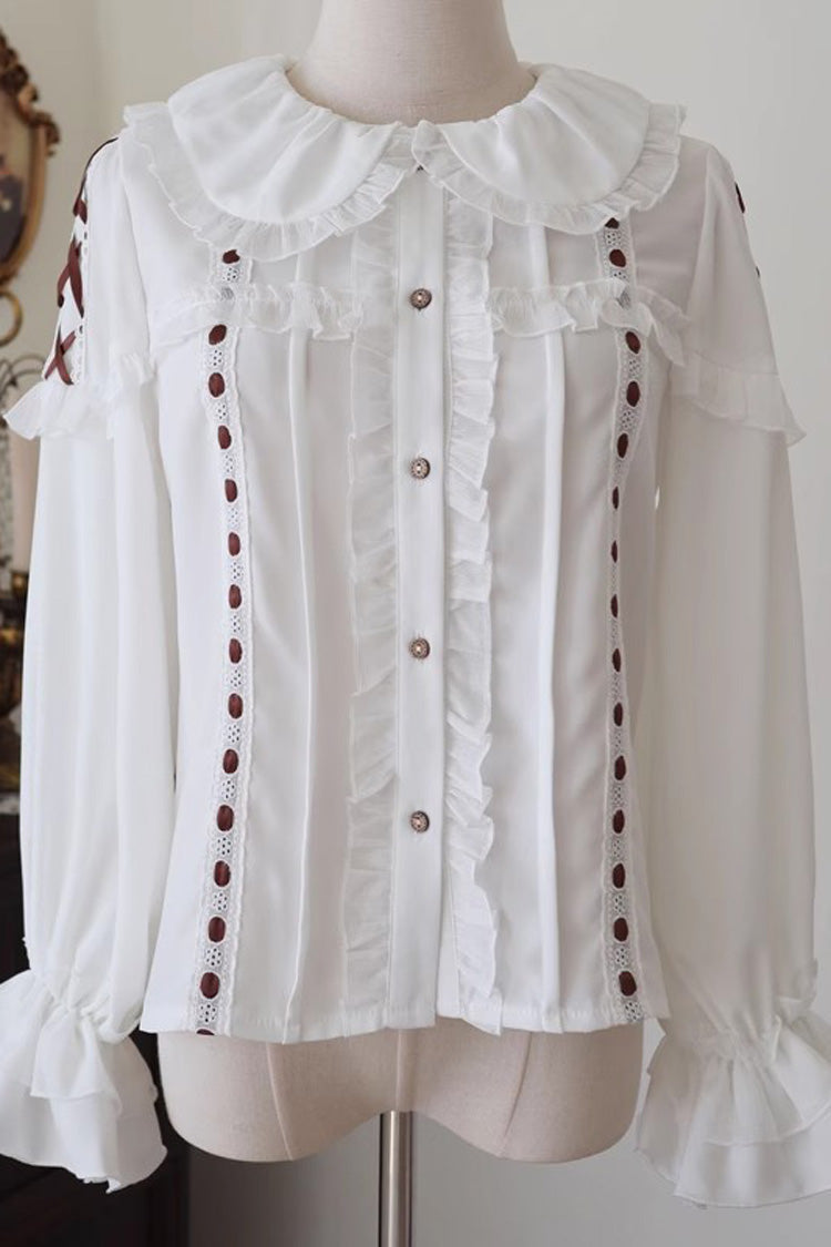 Ivory Lace-Trimmed Doll Collar Long-Sleeve Lolita Top