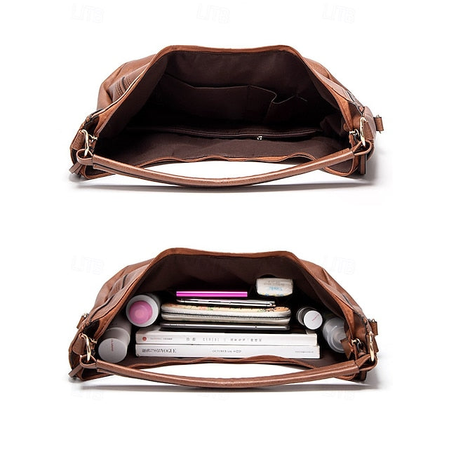 Set Women's Leather Bag Hobo with Matching Wallet Faux