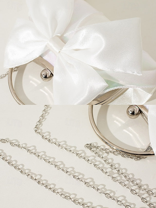 Evening Elegant Satin Bow Bag Pearl – Women's Clutch