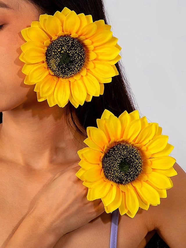 Statement - Flower Floral Oversized Women's Drop Earrings