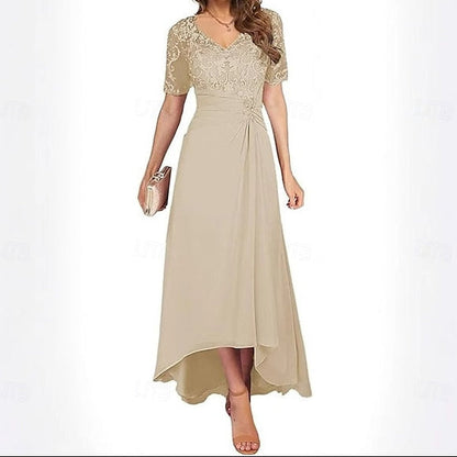 Simple the A-Line Mother Elegant V Neck Bride Dress of
