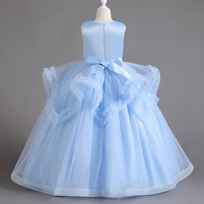 Kids Sequin Dress Party Color Girls' Solid Sleeveless