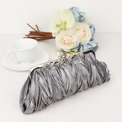 – Pleated Women's Clutch Elegant White Evening Satin