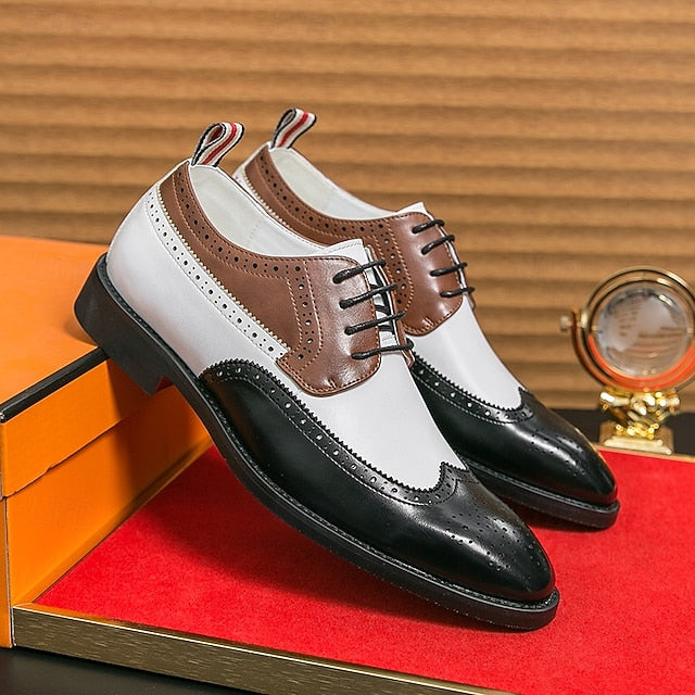 Brown with Men's Oxford and Shoes White Wingtip