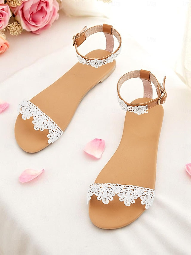 Sandals White Women's Strap with Ankle Floral Lace