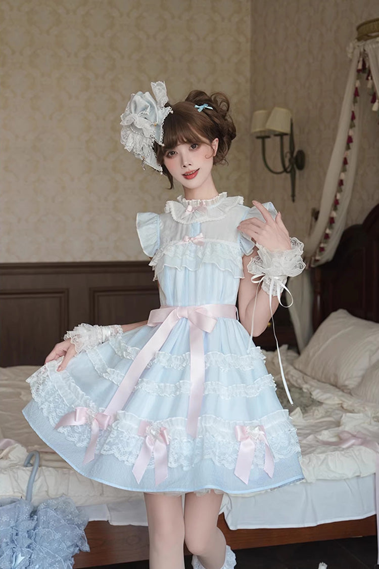 Frosted Cake Stand Collar Ruffle Lace Japanese Princess Dress