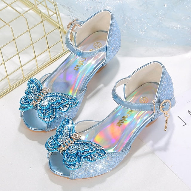 Shoes Glitter Princess Sparkly Bowknot Girls' Silver –