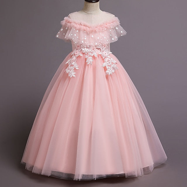 Color Dress Flower Kids Solid Girls' Girl Party