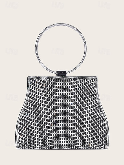 Gold Clutch Handle Elegant – Ring Evening Crystal with