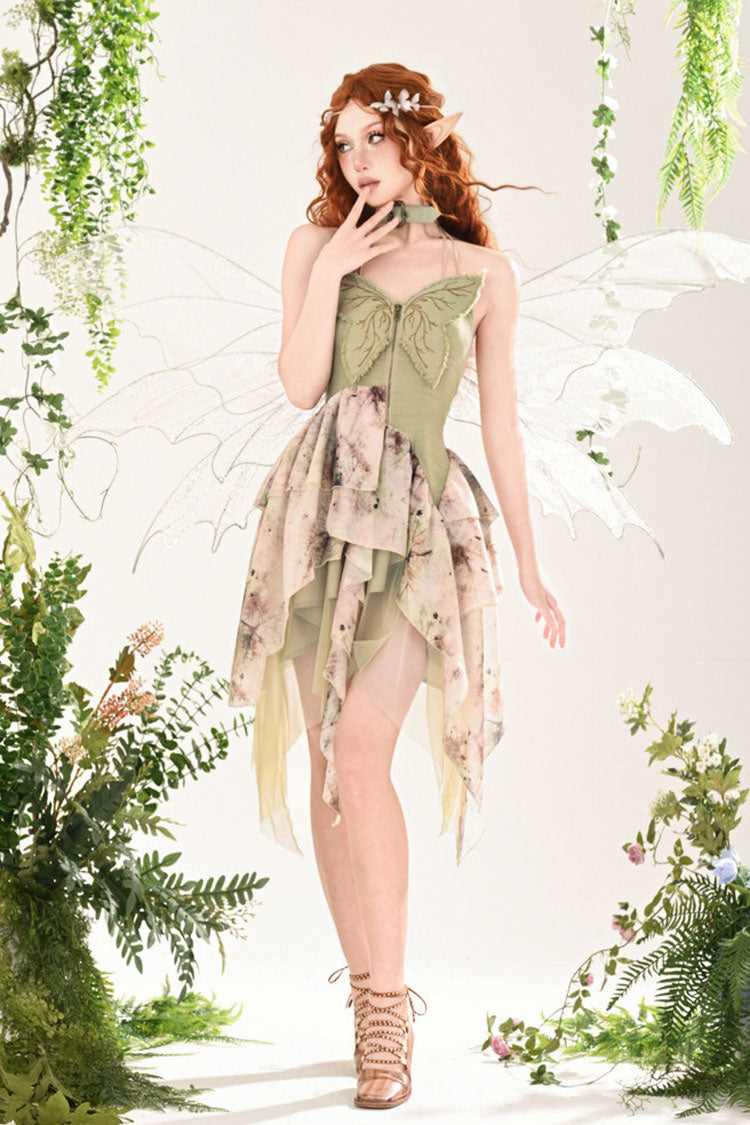 Emerald 3D Butterfly Embroidery Lace Asymmetric Sweet Lolita Jumper Dress