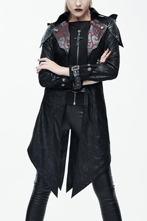 Charcoal Ember Hooded Leather Jacket with Scorched Accents