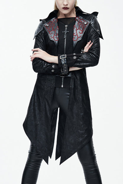 Charcoal Ember Hooded Leather Jacket with Scorched Accents