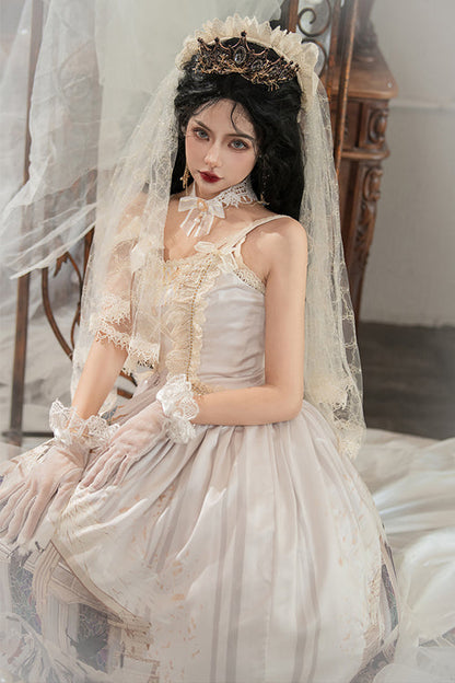 Gorgeous Vintage Hymn Print Sweet Lolita JSK Dress with High Waist, Cream
