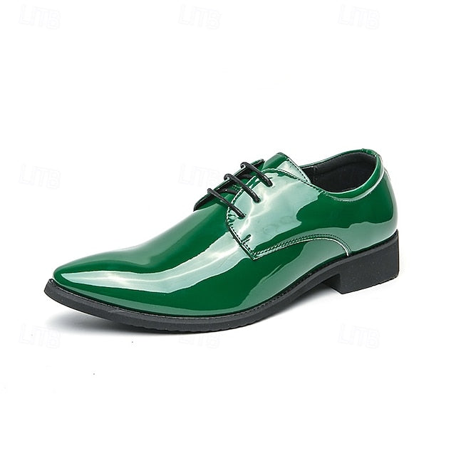 Patent Formal Green – for Men Lace-Up Shoes Leather Glossy