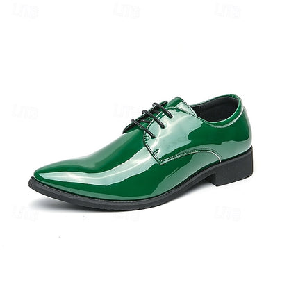 Patent Formal Green – for Men Lace-Up Shoes Leather Glossy