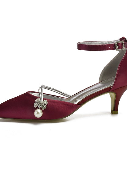 Dark Heels Blue Women's with Satin and Pearl Kitten