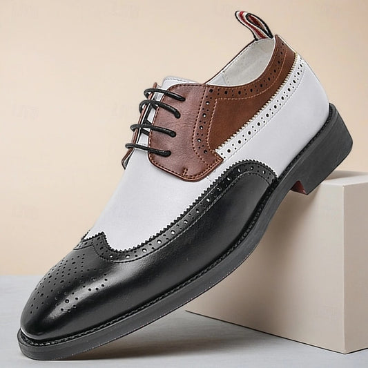 Brown with Men's Oxford and Shoes White Wingtip