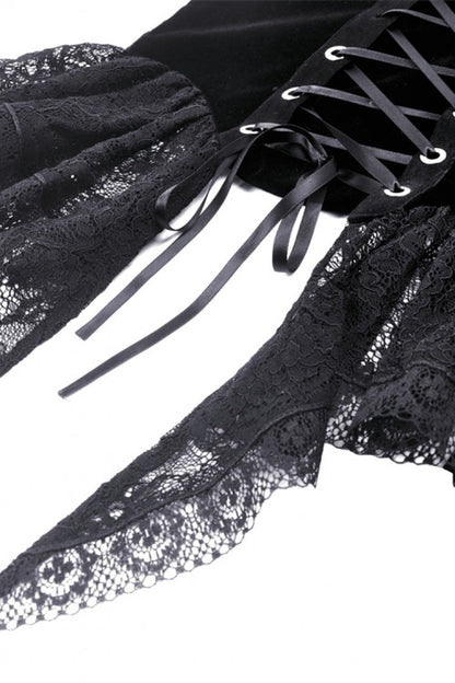 No-Sleeve Floral Velvet Gothic Corset Top