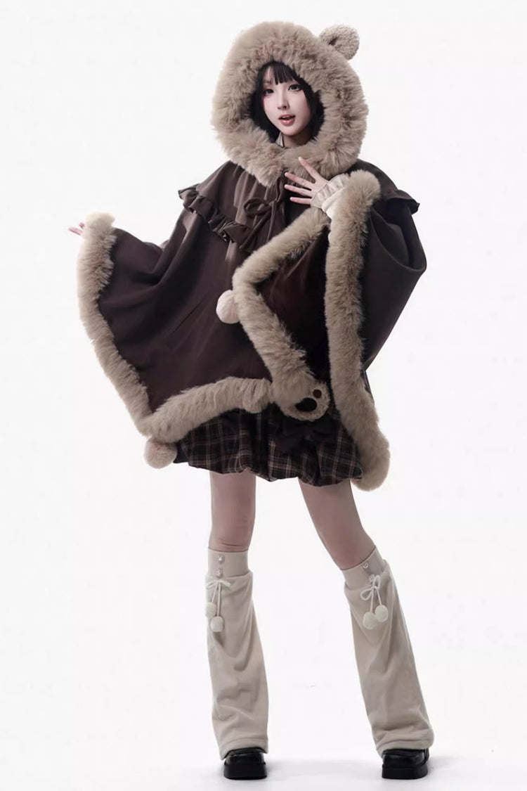 Fluffy Bear Sleeveless Ruffle Bow Sweet Lolita Strap Dress