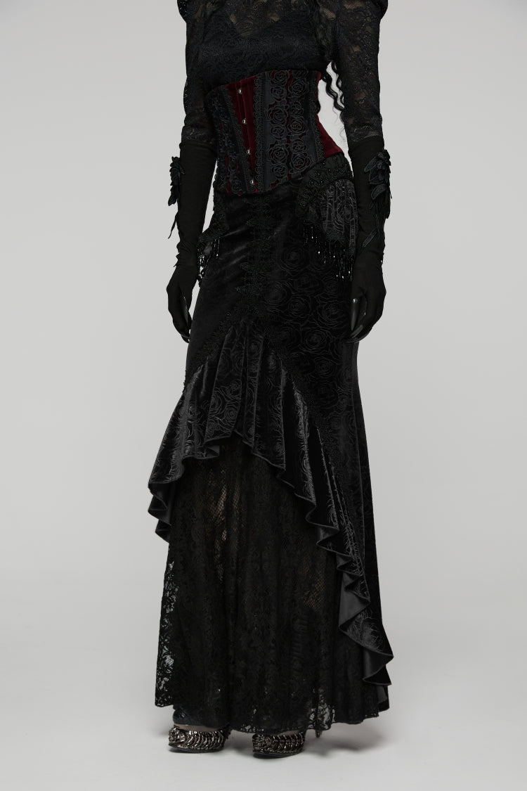 Cut-Out Lace Slim Fishtail Skirt for Women - Palace Cosplay