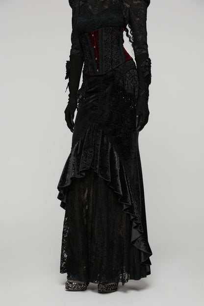 Cut-Out Lace Slim Fishtail Skirt for Women - Palace Cosplay