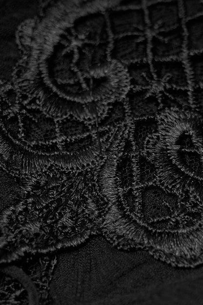 Ripped Embroidered Gothic Leg Warmers for Women in Black