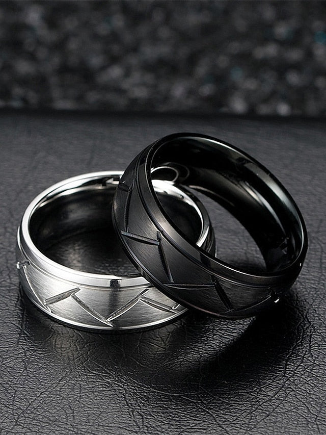 Rings Pattern Men's – Stainless Geometric Modern Steel