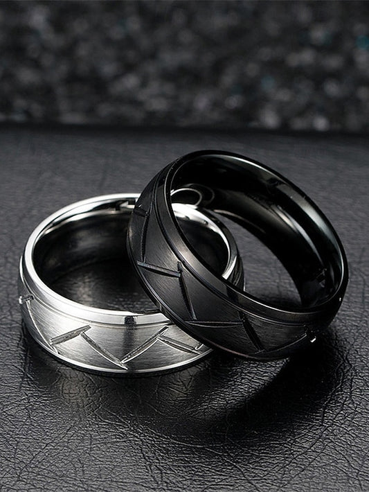 Rings Pattern Men's – Stainless Geometric Modern Steel