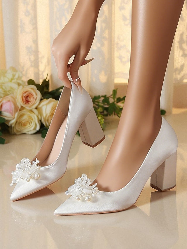 Women's Pearl White and Heels with Wedding Crystal