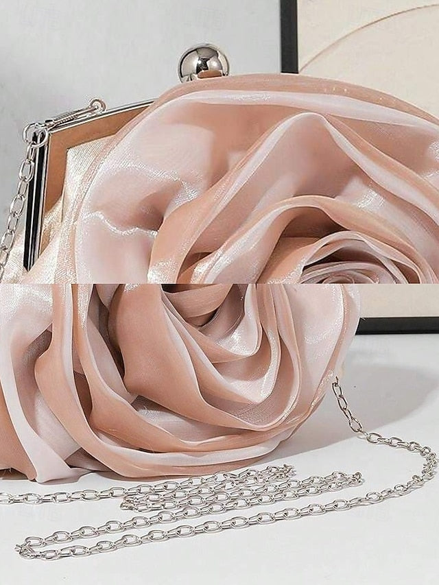 Satin Clutch Rose Women's – Flower Evening Purse Elegant