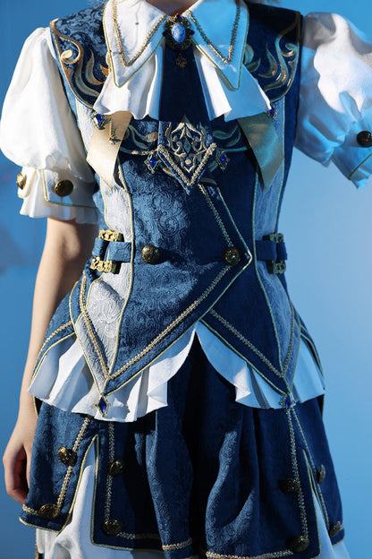 Azure Contract Magic Medieval Embroidery Classic Prince Handsome Ouji Lolita Coat