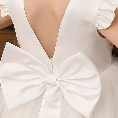 Girl Party Flower Kids Color Dress Solid Girls'