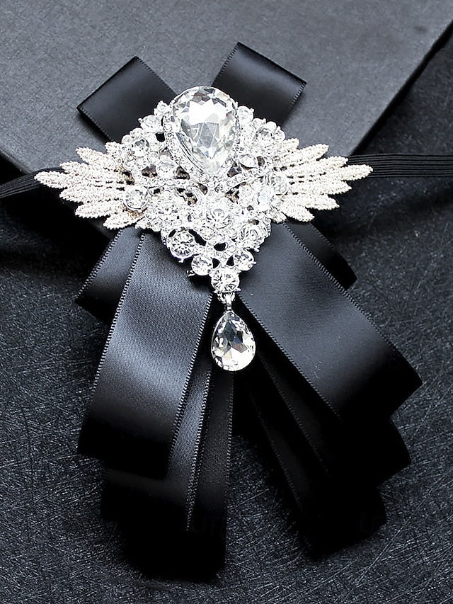 Bow Ribbon Luxury - Pin Crystal Elegant Brooch Tie Men's