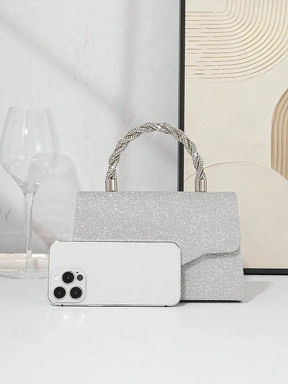 Handbag Silver Handle Rhinestone – with Women's Glitter