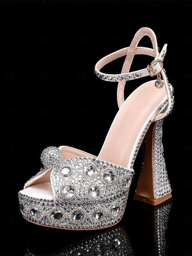 Platform with Women's Rhinestone Sandals Matching High Heel