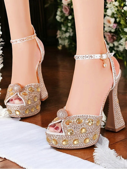 with Sandals Women's Glamorous Platform Crystal-Embellished