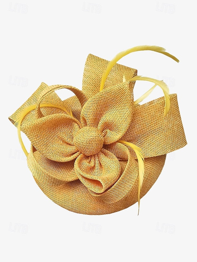 and Feather with Hat Fascinator Bow Accents Women's Green